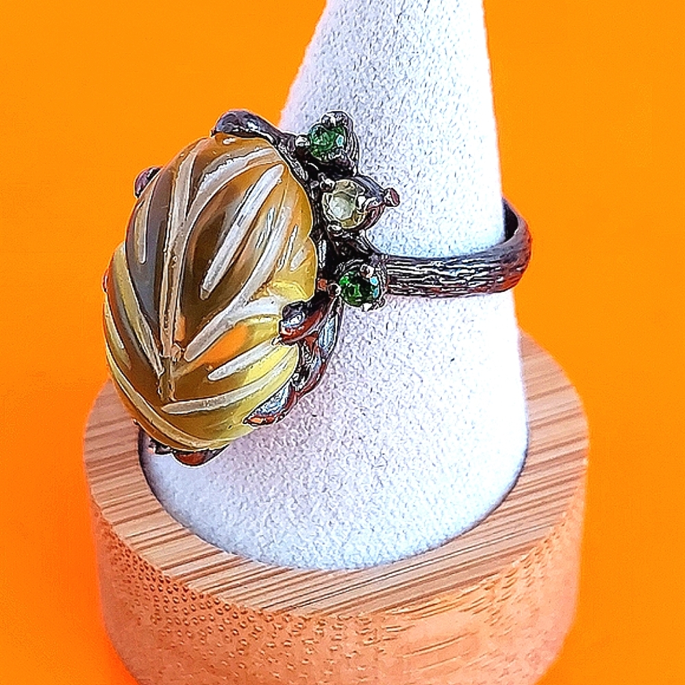 Natural Not Enhanced Lemon Quartz Ring 925 Sterling Silver Size 8.5 - Picture 4 of 10